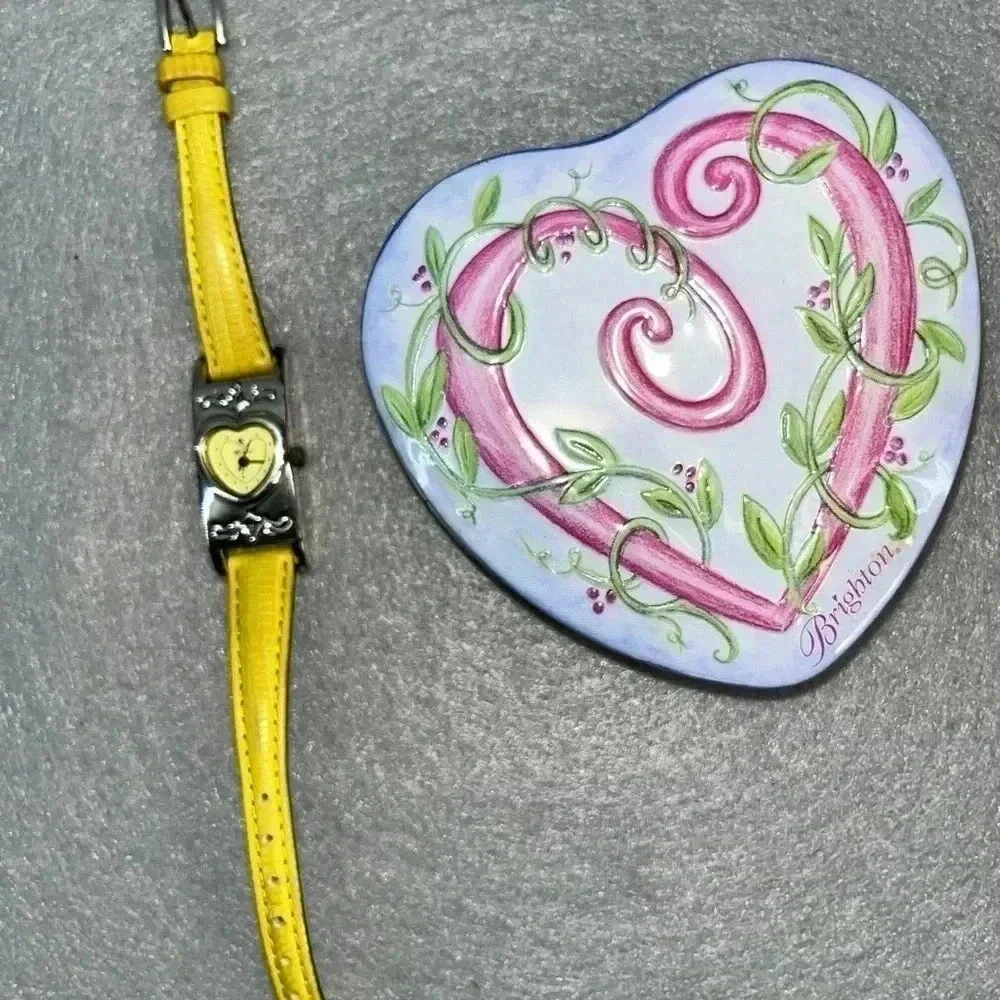 Brighton watch Santa Paula rare yellow w metal box *needs new battery